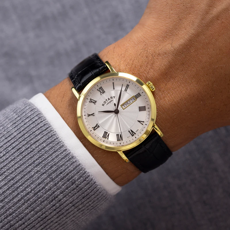 Rotary Gents Black Leather Strap Heritage Watch