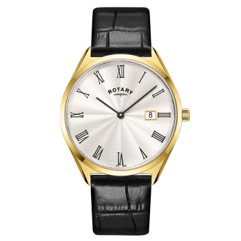 Rotary Ultra Slim Gents Black Leather Strap Watch