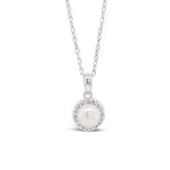 Sterling Silver Cubic Zirconia and Pearl Pendant