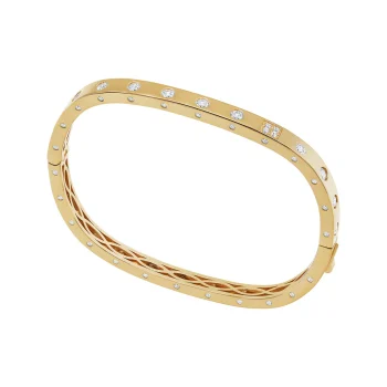 Sterling Silver Gold Plated Rectangular Bangle