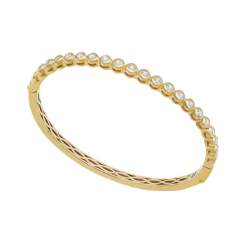 Sterling Silver Gold Plated Cubic Zirconia Rubover Bangle