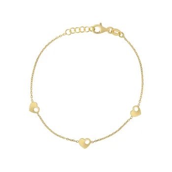 Sterling Silver Gold Plated Heart Bracelet