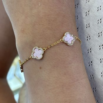 Absolute Gold Baby Pink Clover Bracelet