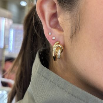 Absolute Gold Chunky Pave Knot Hoop Earrings