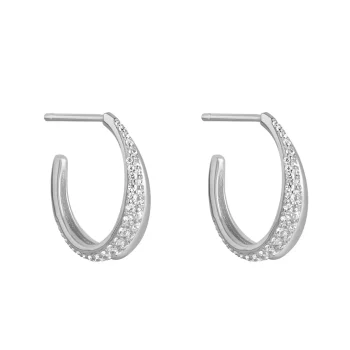 Sterling Silver Cubic Zirconia Half Hoop Earrings