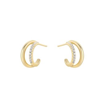 Sterling Silver Gold Plated Double Hoop Earrings
