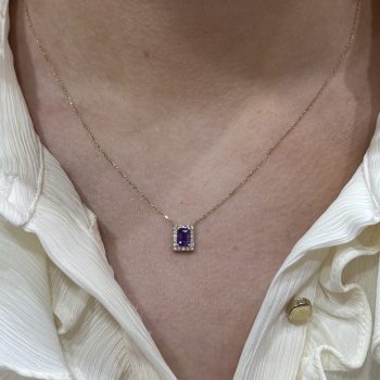 9ct Yellow Gold Created Amethyst and Cubic Zirconia Pendant