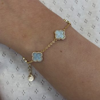 Absolute Gold Baby Blue Clover Bracelet