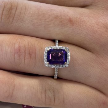 9ct Yellow Gold Amethyst and Diamond Ring