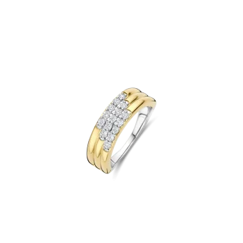 Ti Sento Milano Gold Triple Row Cubic Zirconia Chunky Ring