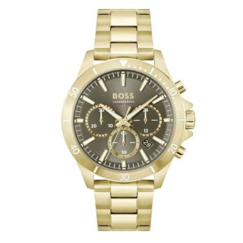 Boss Gents Gold Grey Dial Chronograph Watch