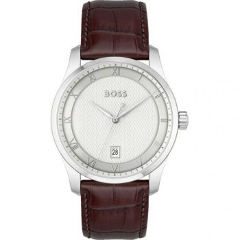 Boss Gents Principle Brown Leather Strap Watch