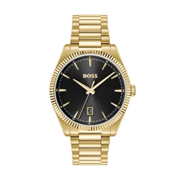 Boss Gents Gold Bracelet Black Dial Watch