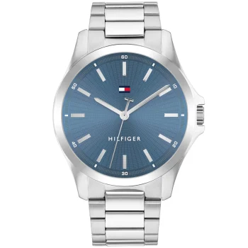 Tommy Hilfiger Gents Silver Bracelet Blue Dial Watch