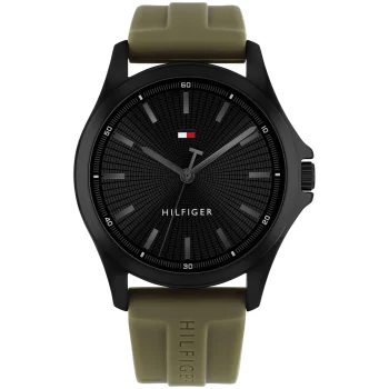 Tommy Hilfiger Gents Khaki Green Rubber Strap Watch
