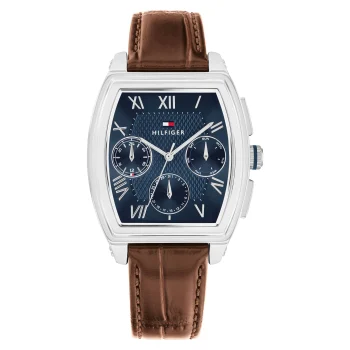 Tommy Hilfiger Gents Brown Leather Strap Blue Dial Watch