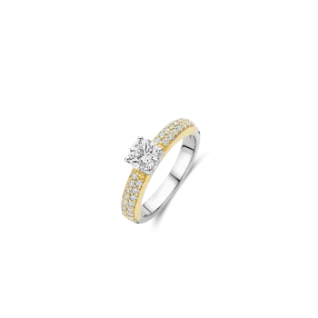 Ti Sento Milano Solitaire Ring with Pave Band