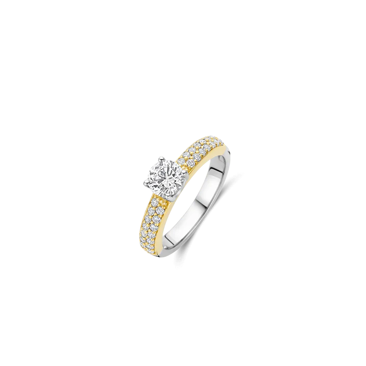 Ti Sento Milano Solitaire Ring with Pave Band