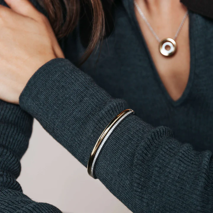 Ti Sento Milano Two-Tone Double Bangle (size L)