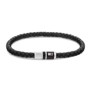 Tommy Hilfiger Gents Black Leather Bracelet