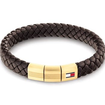 Tommy Hilfiger Gents Brown Chunky Leather Bracelet