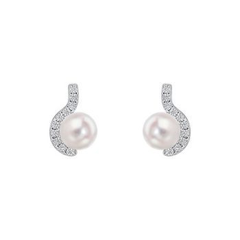 Diamonfire Half Halo Pearl Stud Earring