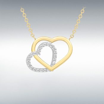9ct Yellow Gold Two-Tone Double Heart Pendant