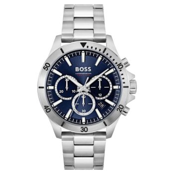 Boss Gents Silver Bracelet Blue Dial Watch