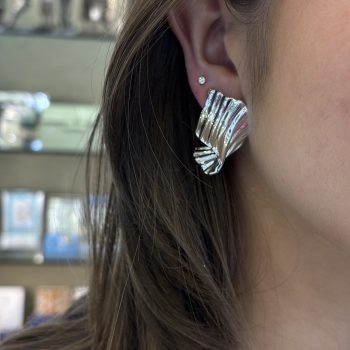 Absolute Silver Fan Statement Earrings