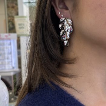 Absolute Silver Leaf Long Drop Earrings