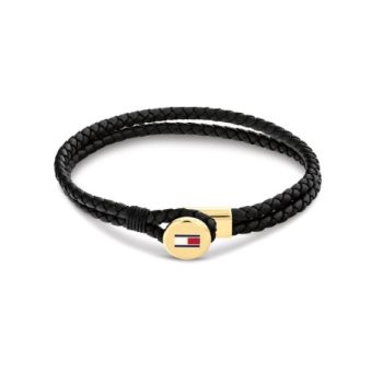 Tommy Hilfiger Gents Black Leather Bracelet