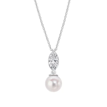 Diamonfire Marquis & Pearl Drop Pendant