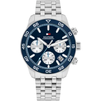 Tommy Hilfiger Silver Gents Navy Dial Chronograph Watch