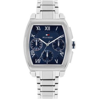 Tommy Hilfiger Gents Navy Rectangular Dial Silver Watch