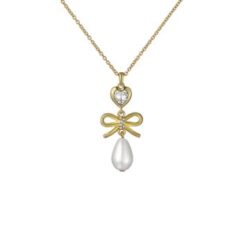 Ted Baker Gold Bow & Pearl Drop Pendant