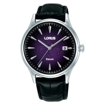 Lorus Gents Purple Dial Leather Strap Watch