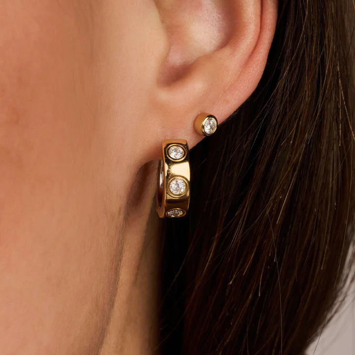Ti Sento Milano Gold Bezel Set Hoop Earrings