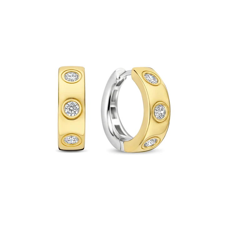 Ti Sento Milano Gold Bezel Set Hoop Earrings