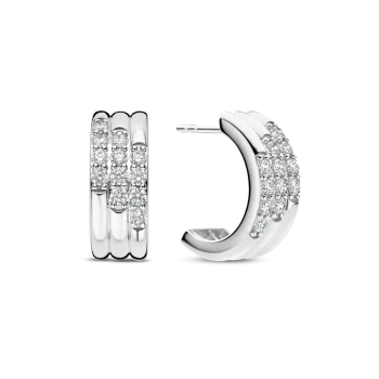 Ti Sento Milano Silver Triple Layer Half Hoop Earrings