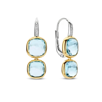 Ti Sento Milano Double Blue Topaz Cushion Earrings