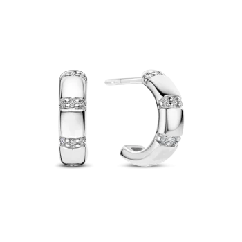 Ti Sento Milano Silver Striped Hoop Earrings