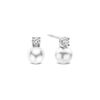 Ti Sento Milano Silver Pearl Stud Earrings