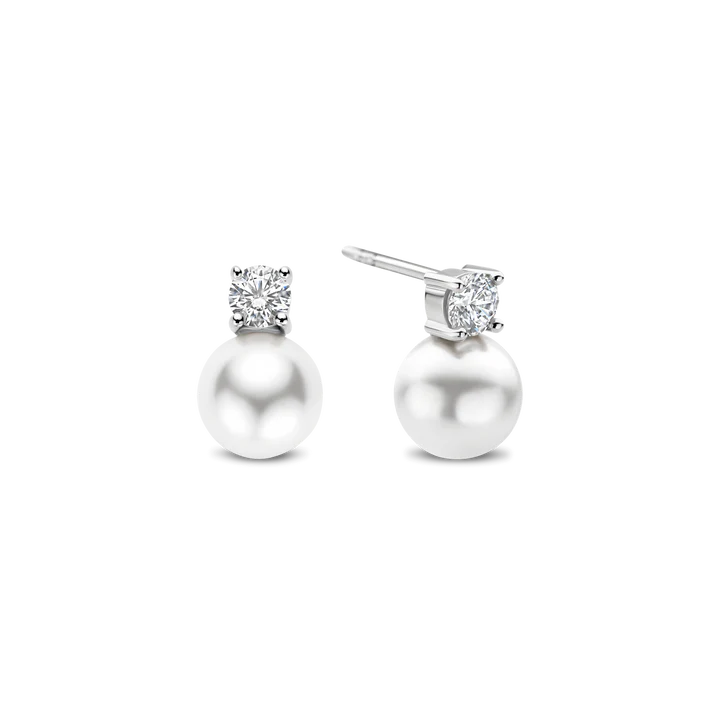 Ti Sento Milano Silver Pearl Stud Earrings