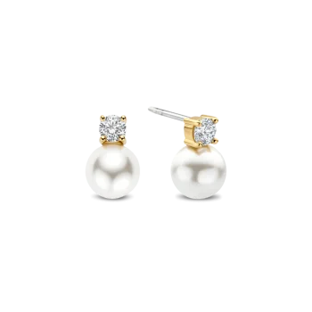 Ti Sento Milano Gold Pearl Stud Earrings