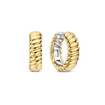 Ti Sento Milano Gold Ribbed Hoop Earrings