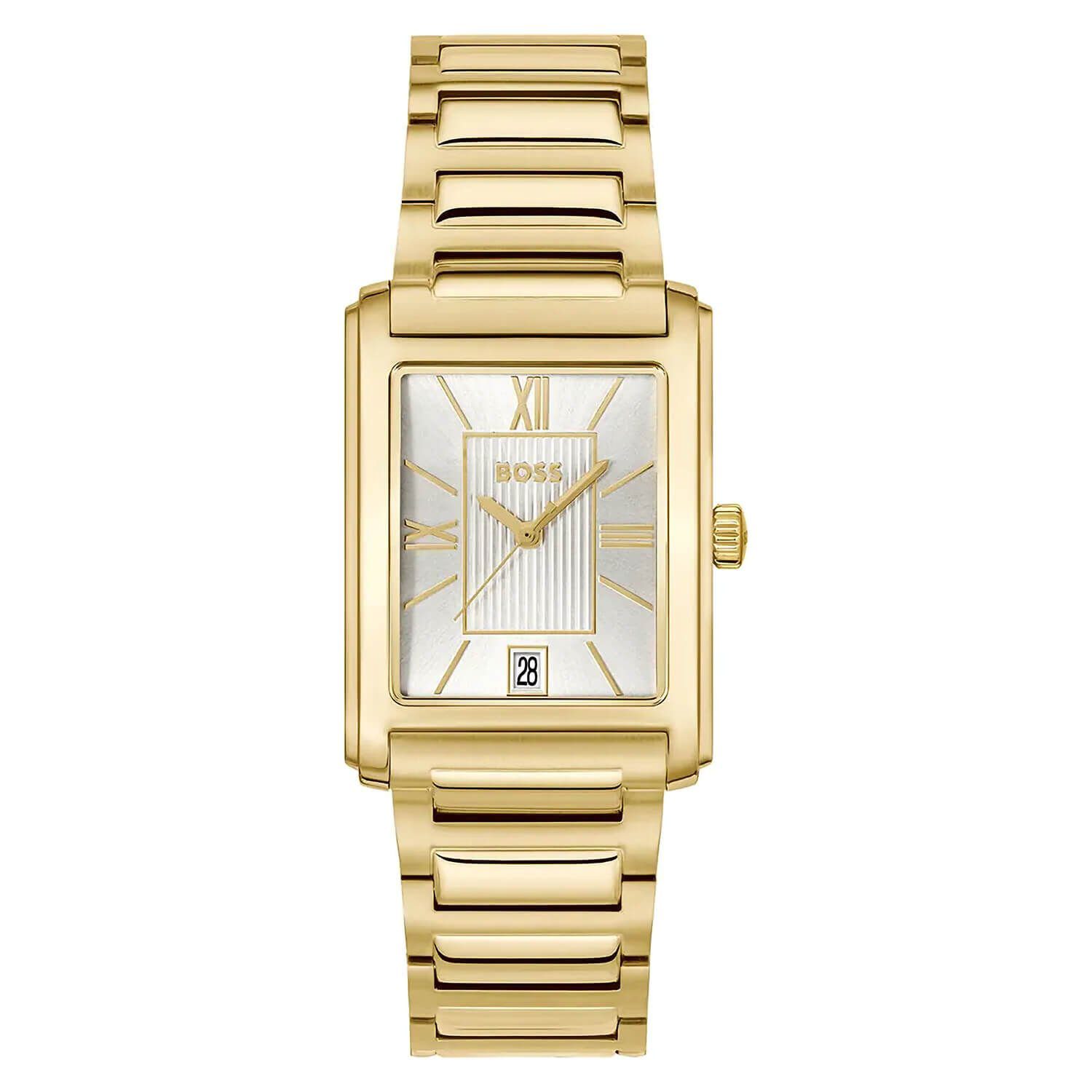 Boss Gents Gold Rectangular Dial Watch