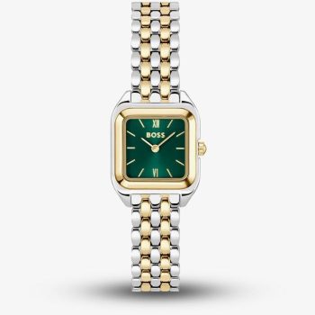 Boss Ladies Two-Tone Square Green Dial Watch