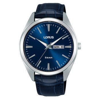 Lorus Gents Navy Leather Strap Navy Dial Watch