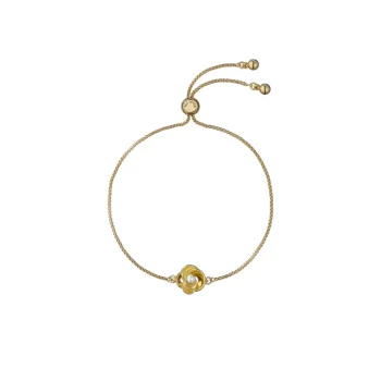 Ted Baker Gold Pearl Flower Drawstring Bracelet