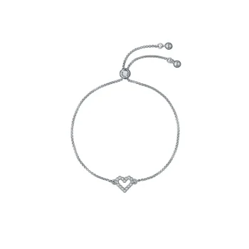Ted Baker Silver Open Heart Drawstring Bracelet